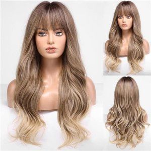WOMEN'S Wig Layered Wigs with Bangs Ombre Lower Blonde